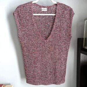 Madewell Wallace Open Weave Linen Sweater (Pink) XS